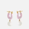 Earrings*Joanna Laura Constantine Wave Pearlenamel And Gold-Tone Hoop Earrings