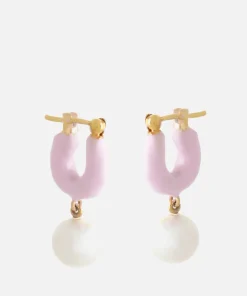 Earrings*Joanna Laura Constantine Wave Pearlenamel And Gold-Tone Hoop Earrings