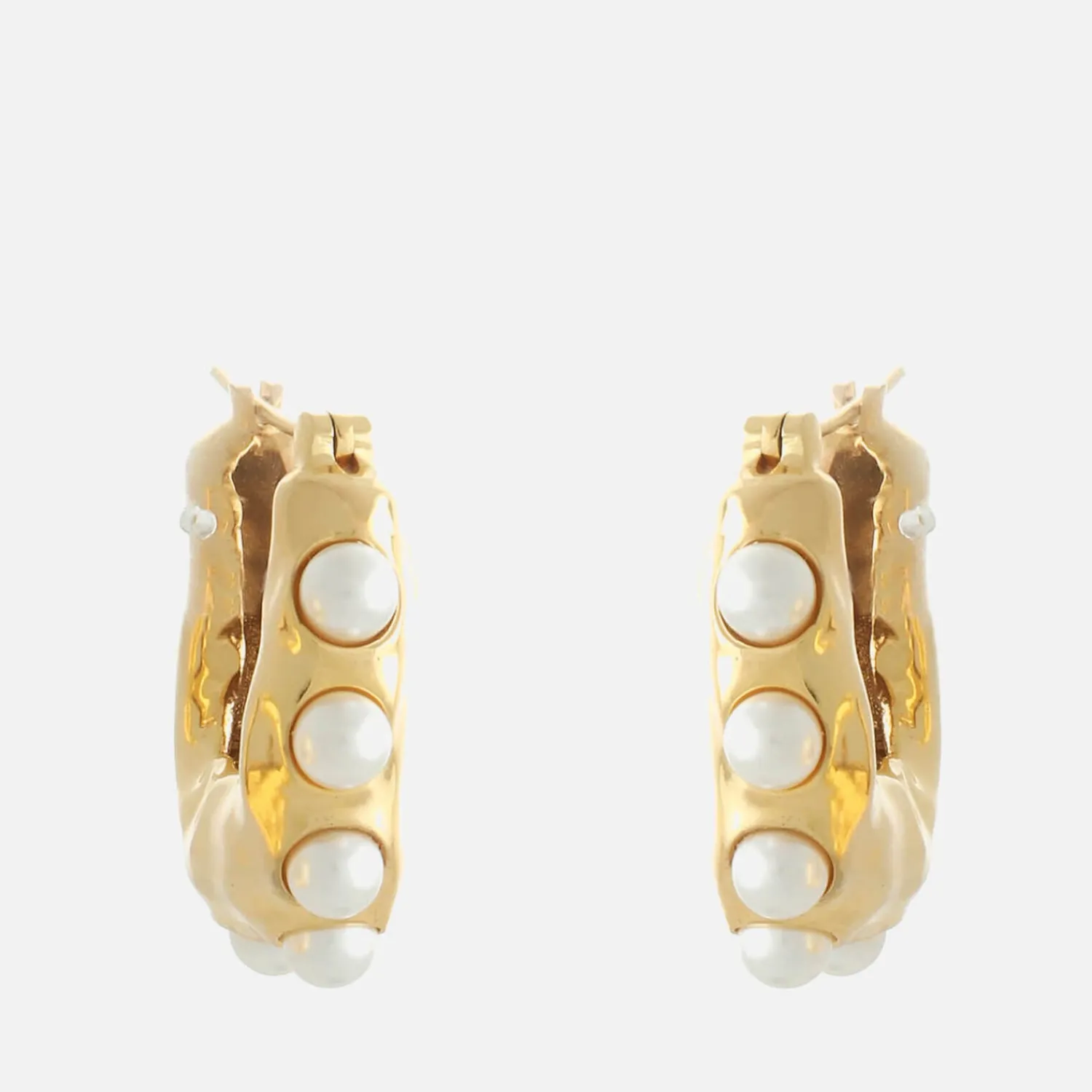 Earrings*Joanna Laura Constantine Women's Waves Hoop With Pearl - Gold