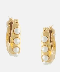 Earrings*Joanna Laura Constantine Women's Waves Hoop With Pearl - Gold