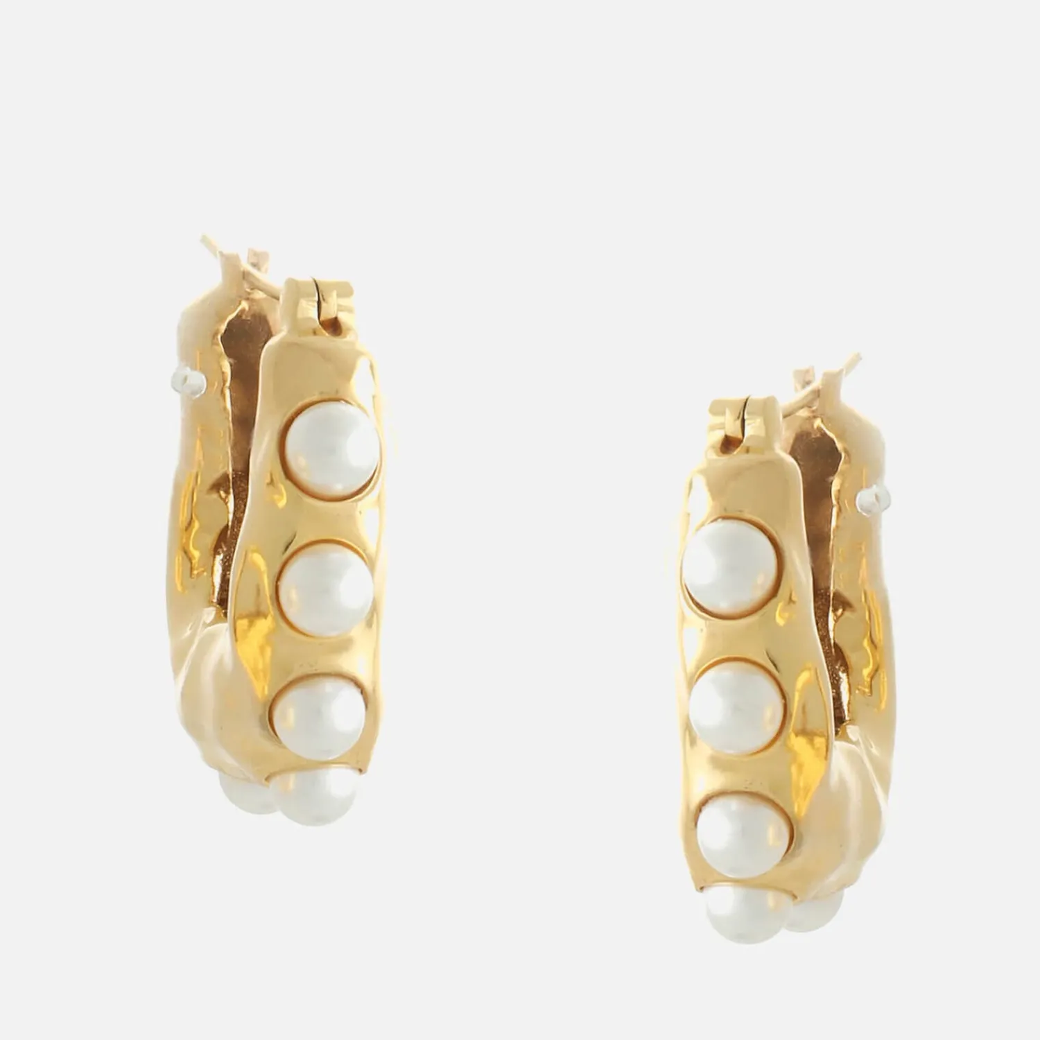 Earrings*Joanna Laura Constantine Women's Waves Hoop With Pearl - Gold