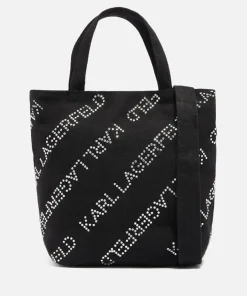 Cosmetic Bags*Karl Lagerfeld Crystal-Embellished Canvas Small Shopper Bag