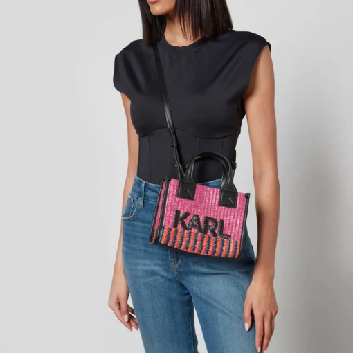 Tote Bags*Karl Lagerfeld K/Skuare Small Tote Raffia Bag