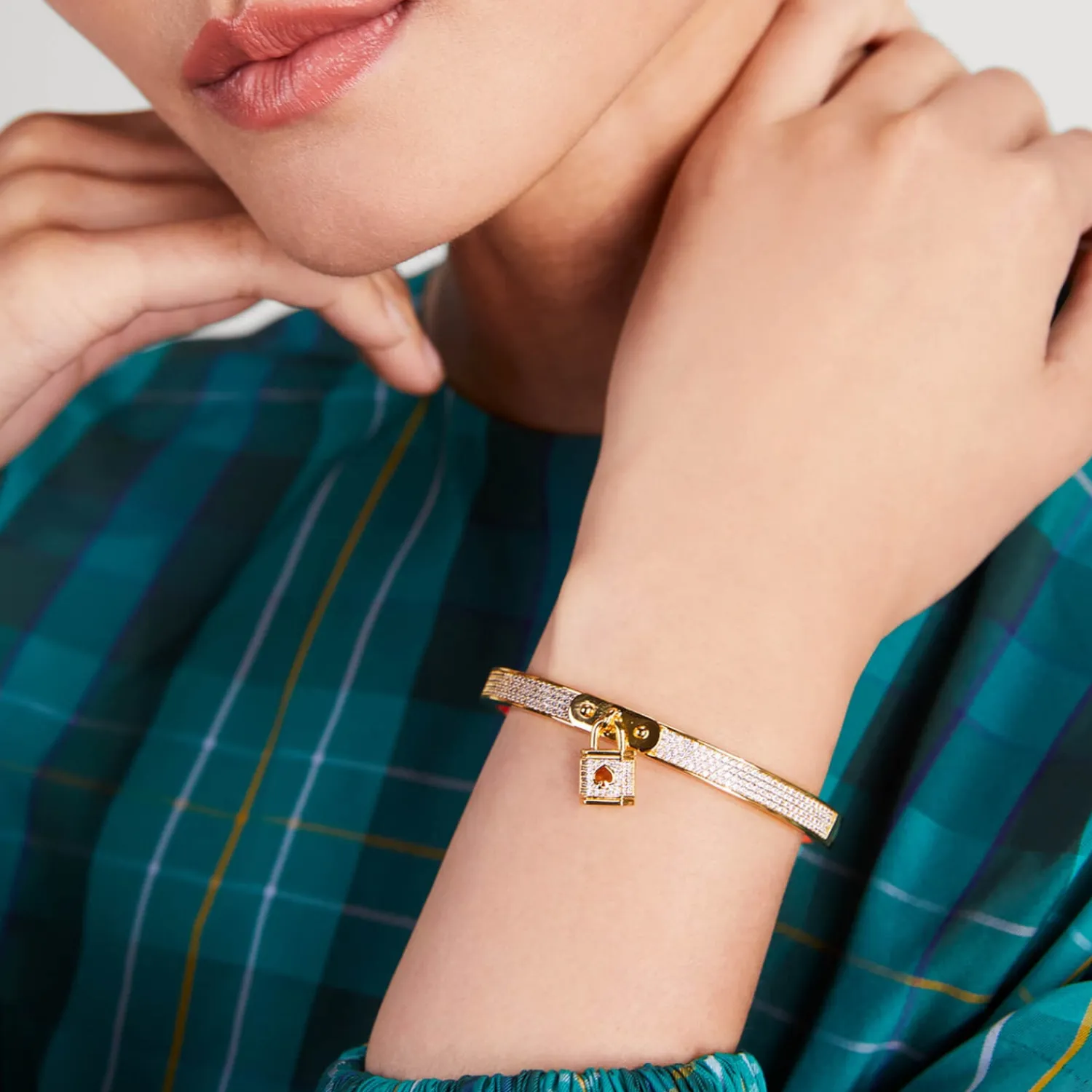 Jewellery Sets*Kate Spade New York Pave Lock Pendant Gold-Tone Bangle