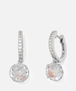 Earrings*Kate Spade New York Women's Pave Huggies - Clear/Silver