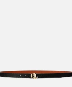 Belts*Lauren Ralph Lauren Women's Reversible 20 Skinny Belt - Black/Lauren Tan