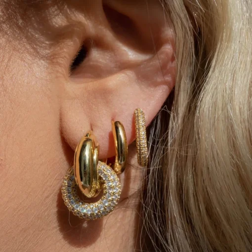Earrings*Luv AJ Gold-Plated Cubic Zirconia Hoop Earrings