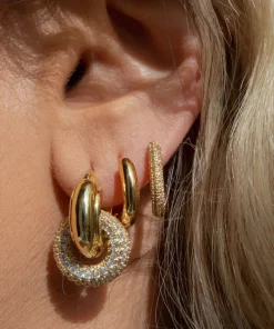 Earrings*Luv AJ Pave Chain Gold-Plated Crystals Earrings