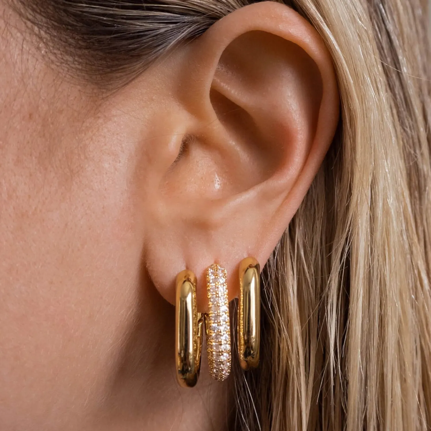 Earrings*Luv AJ Xl Pave Chain Gold-Plated Crystals Earrings