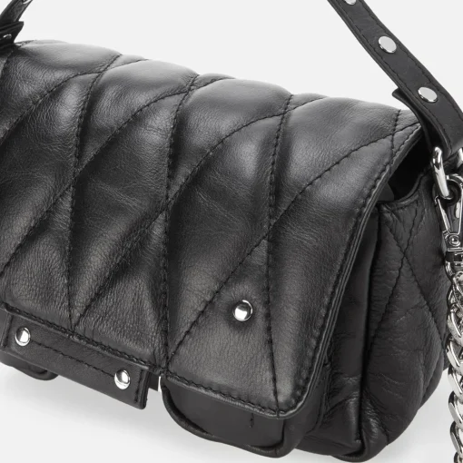 Shoulder Bags*Nunoo Women's Small Honey Silky Padded Shoulder Bag - Black