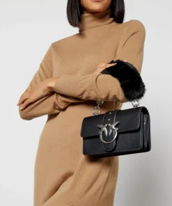 Shoulder Bags*Pinko Love Mini Icon Faux Fur-Trimmed Leather Shoulder Bag