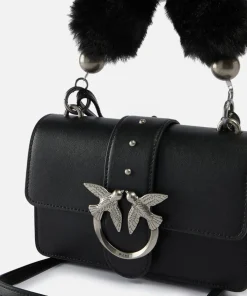 Shoulder Bags*Pinko Love Mini Icon Faux Fur-Trimmed Leather Shoulder Bag