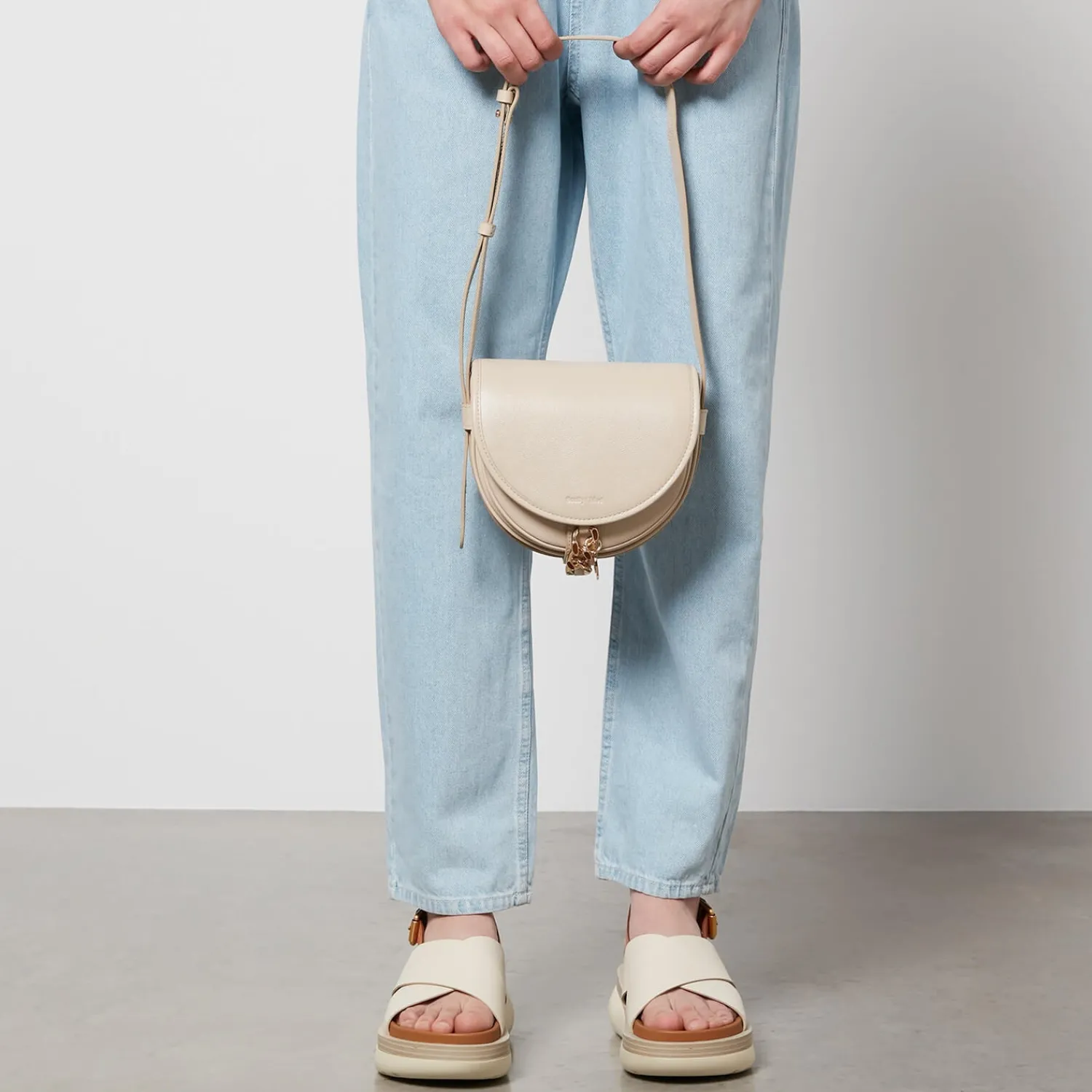 Shoulder Bags*See By Chloe Women's Small Mara Saddle Bag - Cement Beige