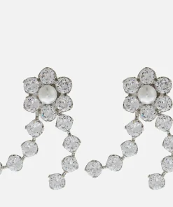 Earrings*Shrimps Calla Silver-Tonecrystal And Faux Pearl Earrings