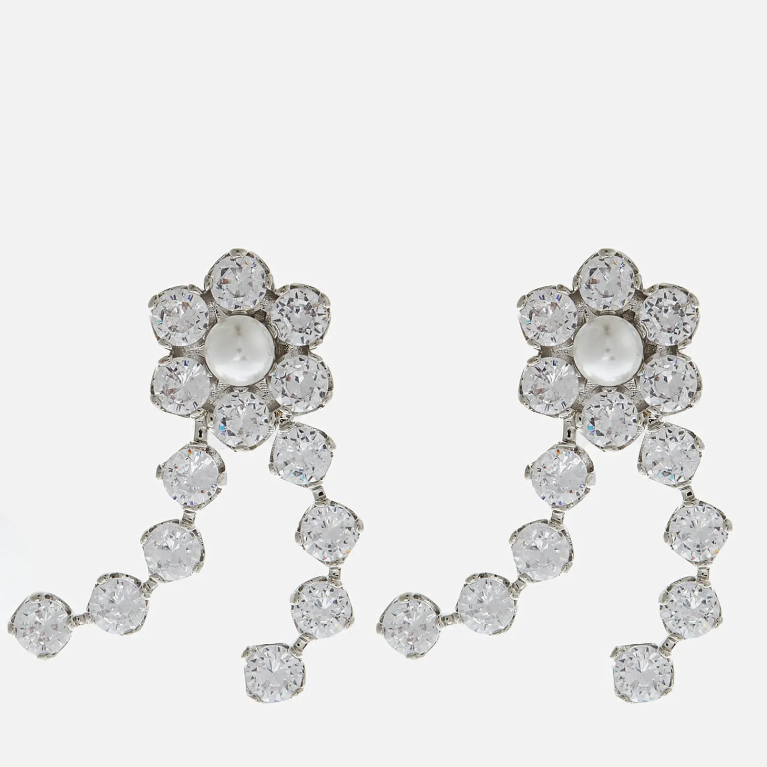 Earrings*Shrimps Calla Silver-Tonecrystal And Faux Pearl Earrings