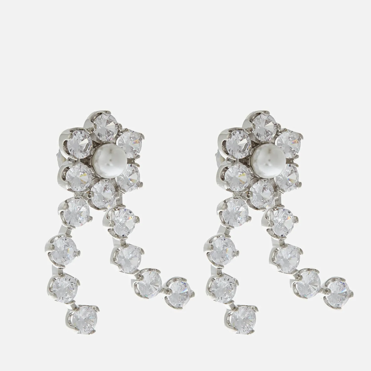 Earrings*Shrimps Calla Silver-Tonecrystal And Faux Pearl Earrings