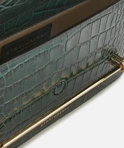 Crossbody Bags*Strathberry Women's East/West Croc Baguette Bag - Bottle Green