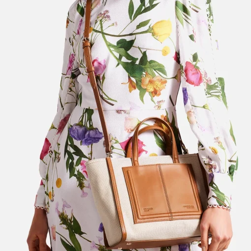 Tote Bags*Ted Baker Aksanna Medium Canvas And Faux Leather Tote Bag