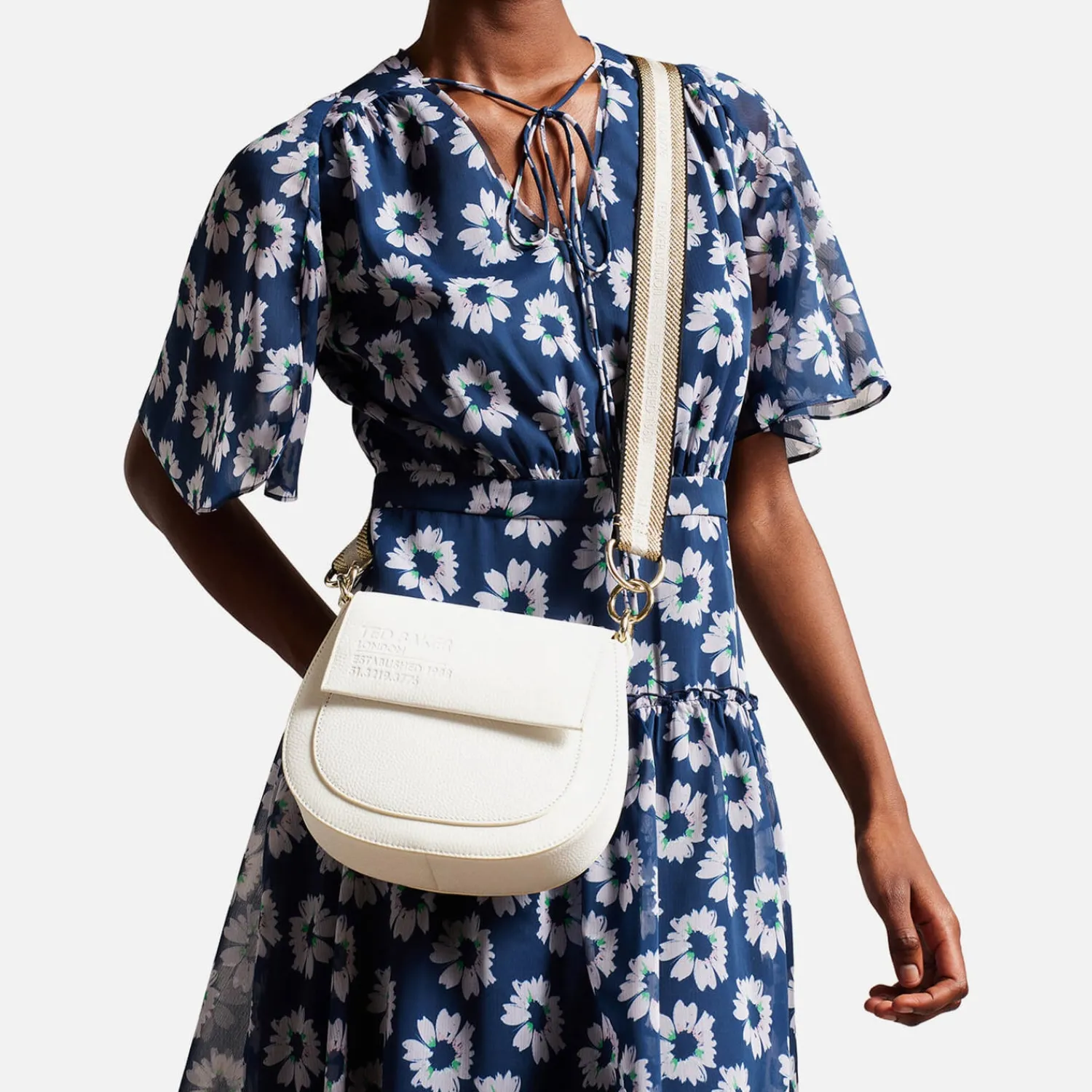 Satchels*Ted Baker Daliai Leather Branded Webbing Satchel Cross Body Bag