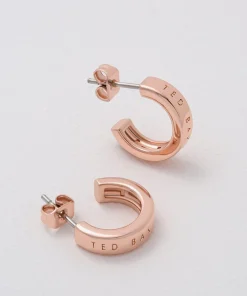 Earrings*Ted Baker Helanna Nano Logo Rose Gold-Tone Hoop Earrings