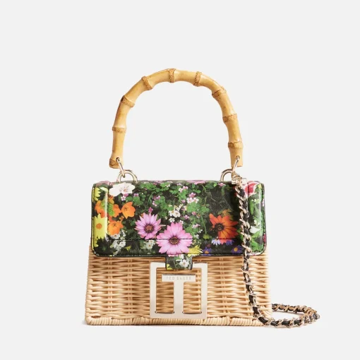 Mini Bags*Ted Baker Jaysisa Mini Floral-Print Rattan Bag