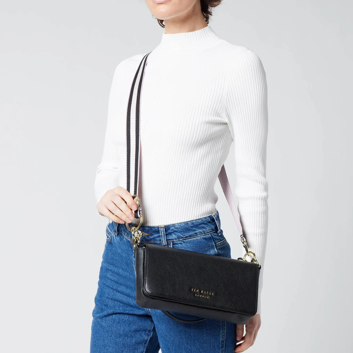 Shoulder Bags*Ted Baker Women's Ammie Branded Webbing Strap Box Shoulder Bag - Jet-Black