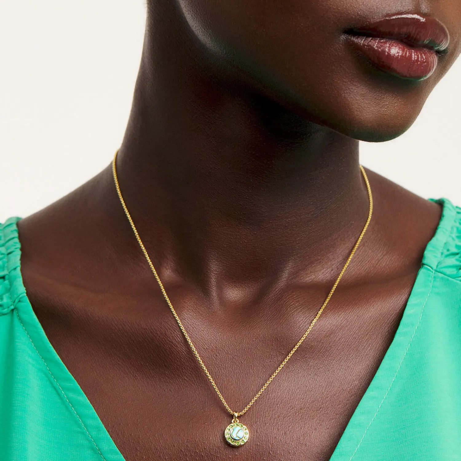 Necklaces*Ted Baker Women's Gemmarh: Gem Button Pendant - Goldgreen