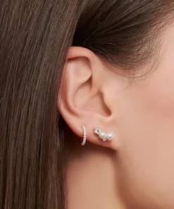 Earrings*THOMAS SABO Women's Pearl Climbers - Silver