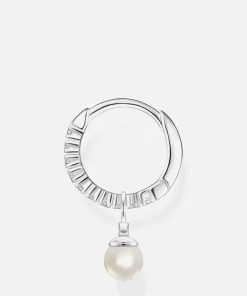 Earrings*THOMAS SABO Women's Single Pearl Hoop Earring - Silver