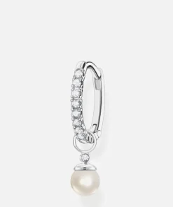 Earrings*THOMAS SABO Women's Single Pearl Hoop Earring - Silver