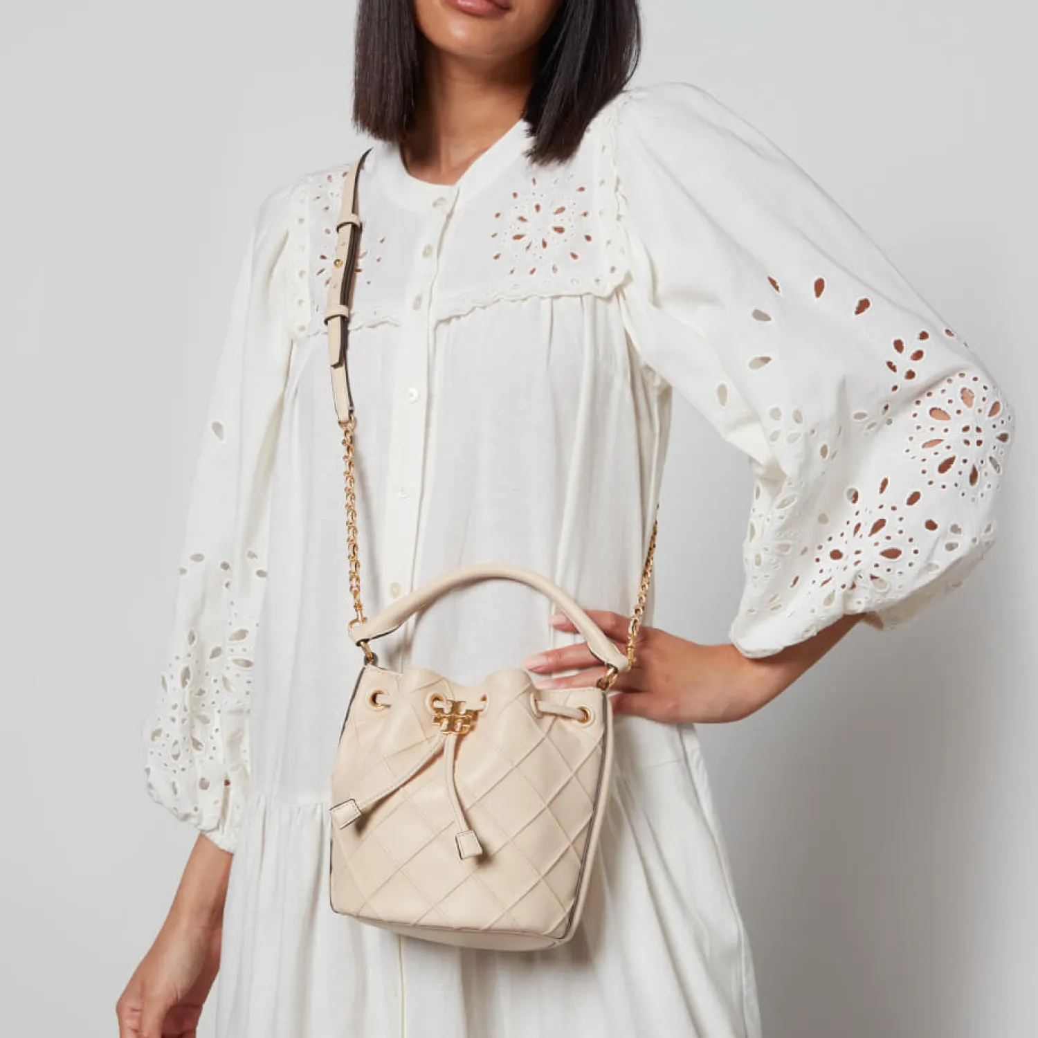 Bucket Bags*Tory Burch Fleming Quilted Leather Bucket Bag