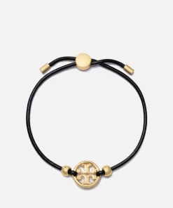 Bracelets & Bangles*Tory Burch Miller Gold-Toneleather And Crystal Slider Bracelet