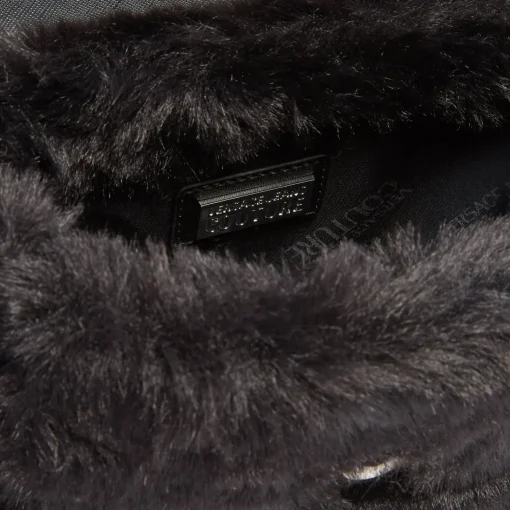 Shoulder Bags*Versace Jeans Couture Faux Fur Shoulder Bag Black