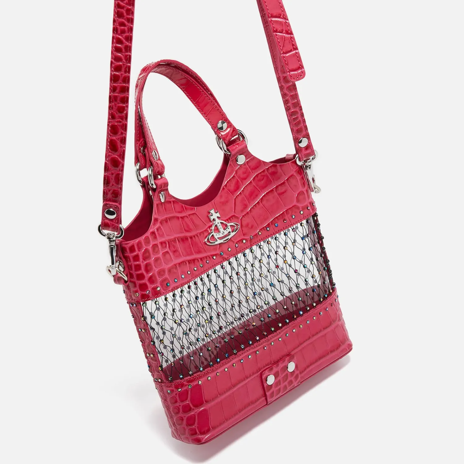 Crossbody Bags*Vivienne Westwood Roxy Embellished Mesh And Leather Tote Bag