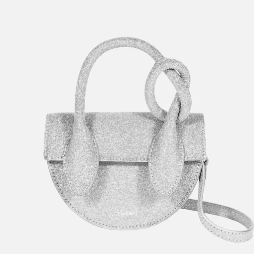 Mini Bags*Yuzefi Mini Pretzel Glitter-Coated Leather Cross-Body Bag